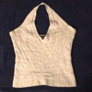 RalphLauren baby blue cable knit cashmere halter